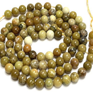Yellow Opal 8mm round natural gemstone beads 15.5" strand - Oz Beads 