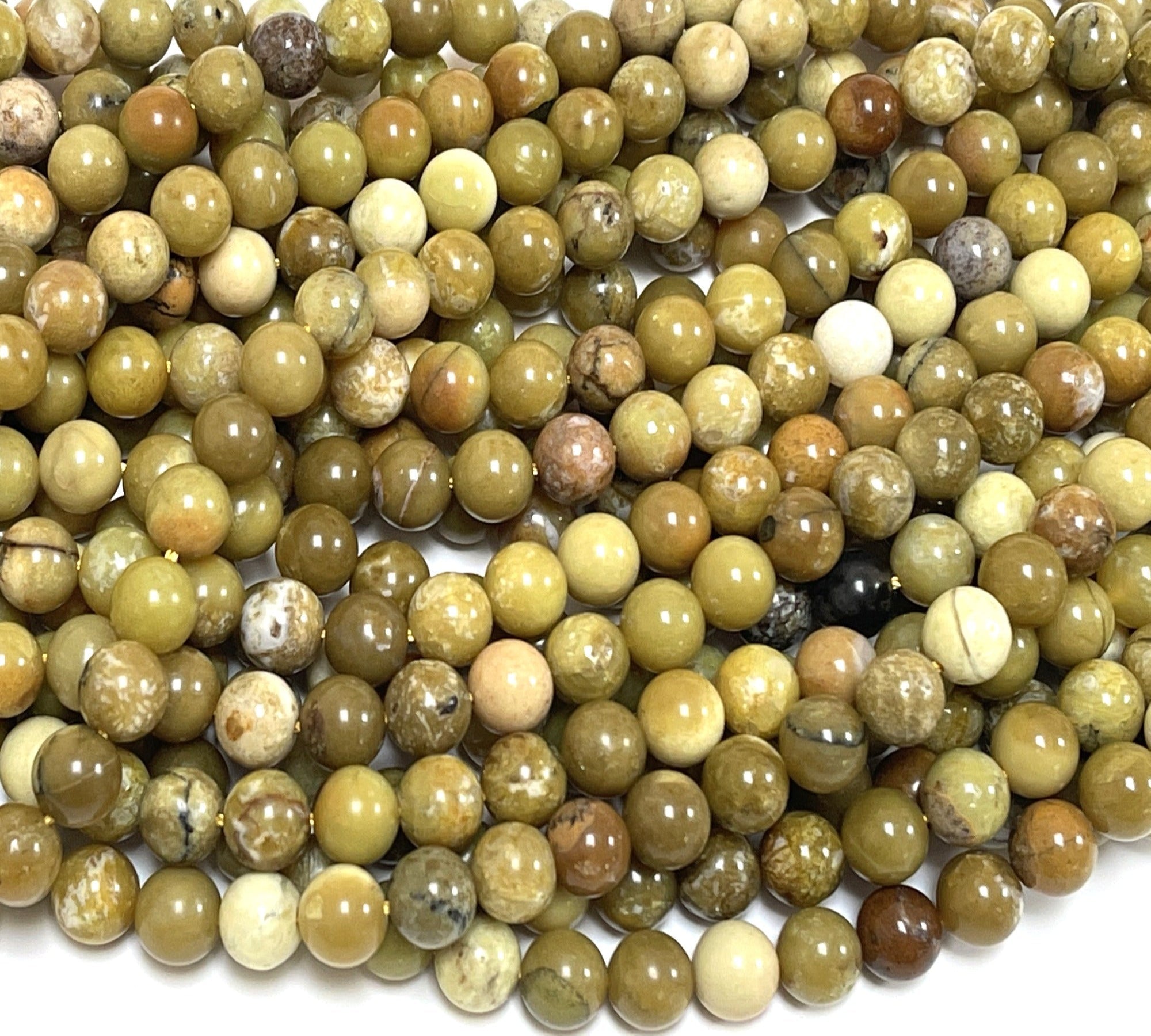 Yellow Opal 8mm round natural gemstone beads 15.5" strand - Oz Beads 