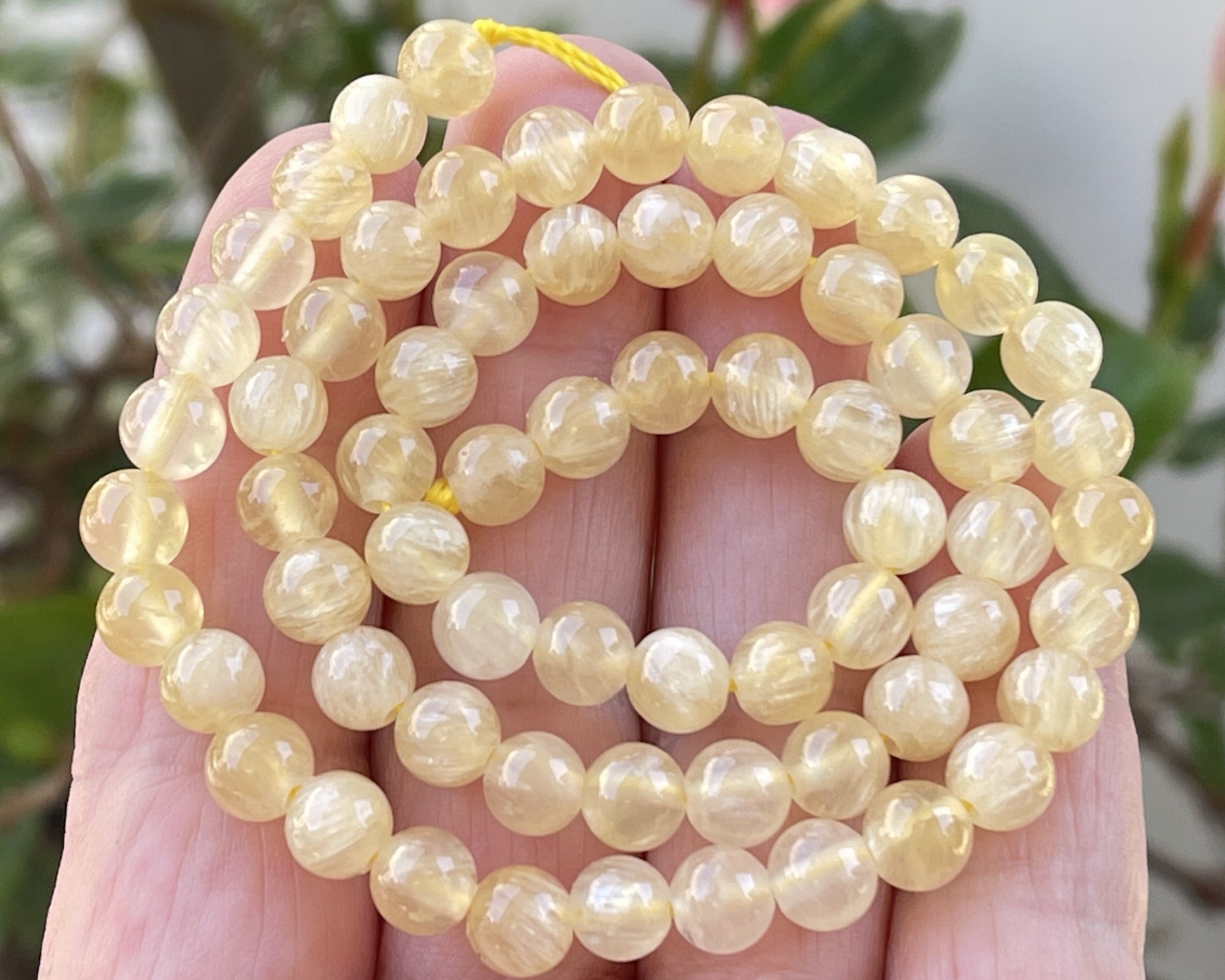 Yellow Selenite 6mm round natural gemstone beads 16" strand - Oz Beads 