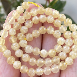 Yellow Selenite 6mm round natural gemstone beads 16" strand - Oz Beads 