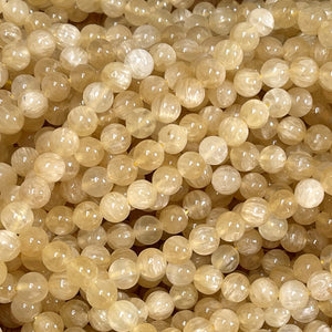 Yellow Selenite 6mm round natural gemstone beads 16" strand - Oz Beads 