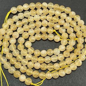 Yellow Selenite 6mm round natural gemstone beads 16" strand - Oz Beads 