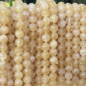 Yellow Selenite 8mm round natural gemstone beads 16" strand - Oz Beads 