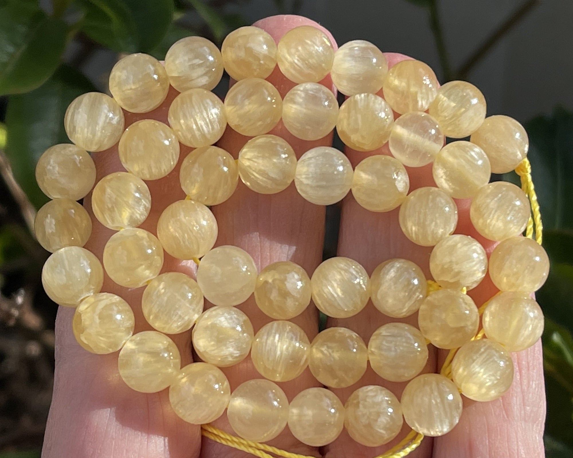 Yellow Selenite 8mm round natural gemstone beads 16" strand - Oz Beads 