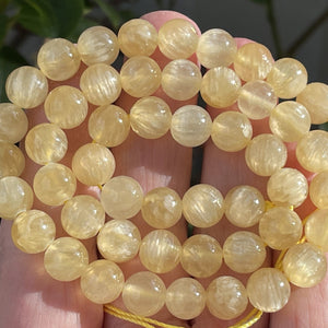 Yellow Selenite 8mm round natural gemstone beads 16" strand - Oz Beads 