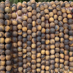 Yellow Tiger Eye matte 6mm round gemstone beads 15" strand - Oz Beads 