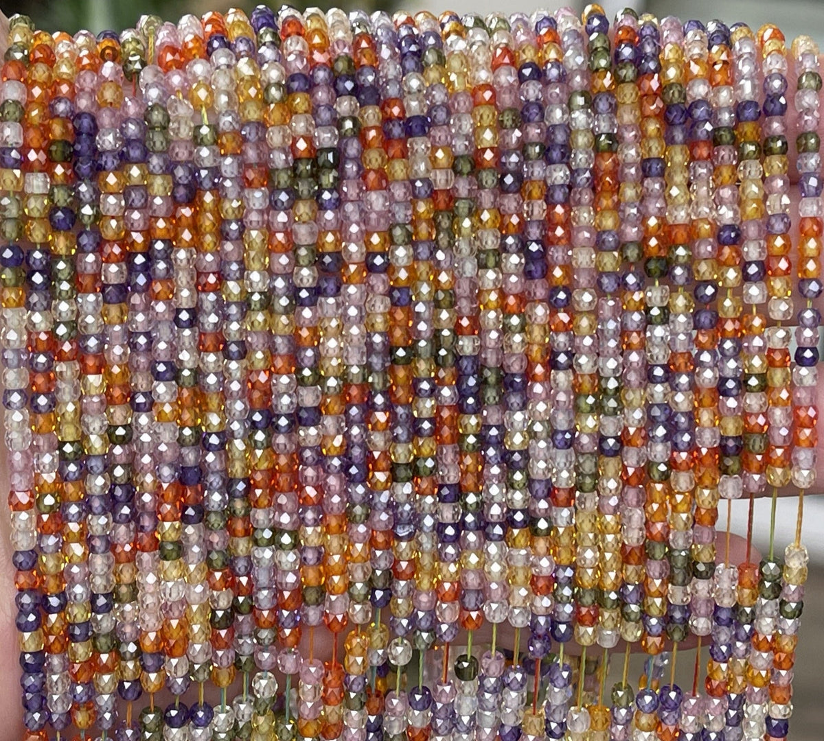 Zircon 3x2mm rondelle beads mix color micro faceted sparkling CZ spacers 15" strand - Oz Beads 
