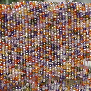 Zircon 3x2mm rondelle beads mix color micro faceted sparkling CZ spacers 15" strand - Oz Beads 