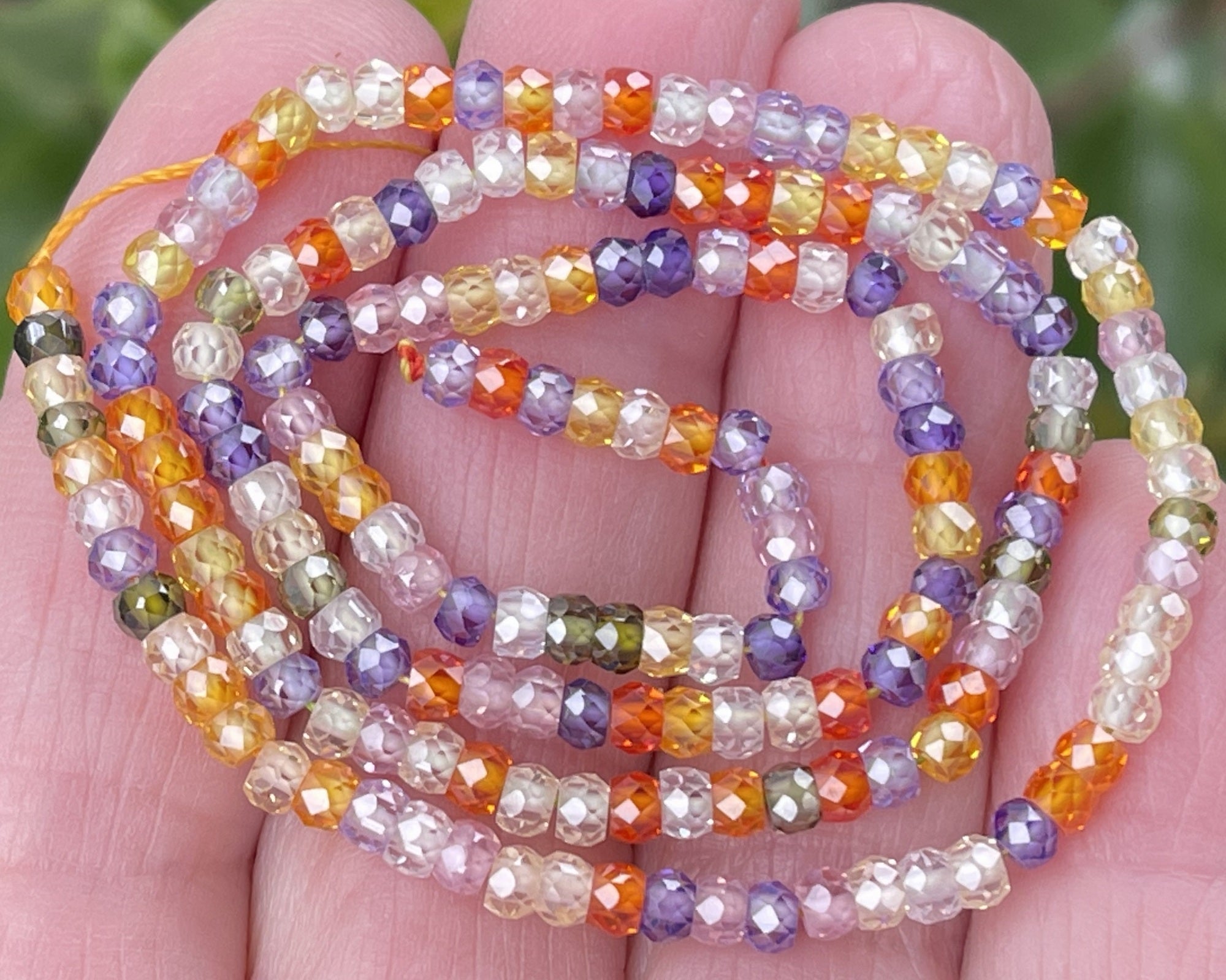 Zircon 3x2mm rondelle beads mix color micro faceted sparkling CZ spacers 15" strand - Oz Beads 