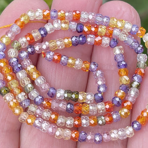 Zircon 3x2mm rondelle beads mix color micro faceted sparkling CZ spacers 15" strand - Oz Beads 