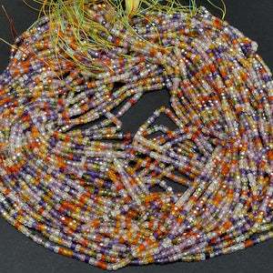 Zircon 3x2mm rondelle beads mix color micro faceted sparkling CZ spacers 15" strand - Oz Beads 